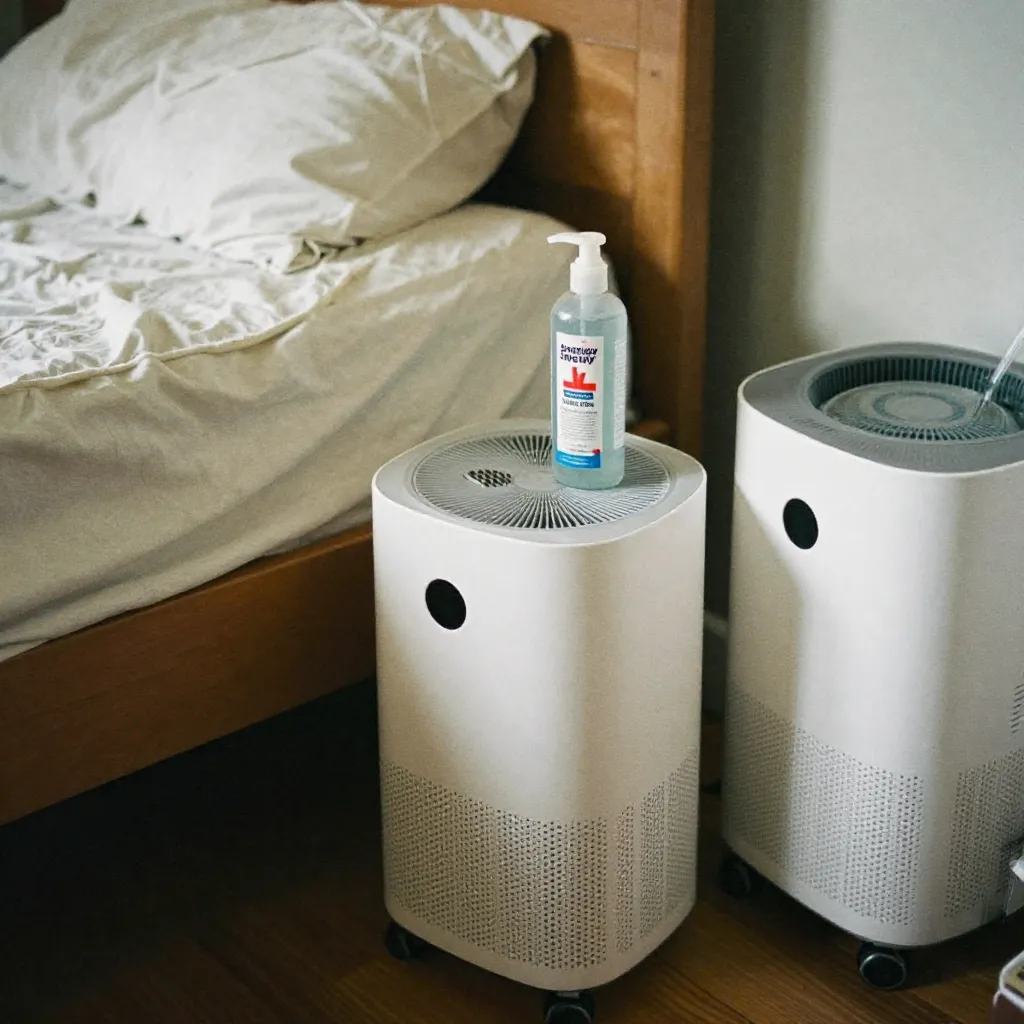 Natural cleaning products on wooden surface